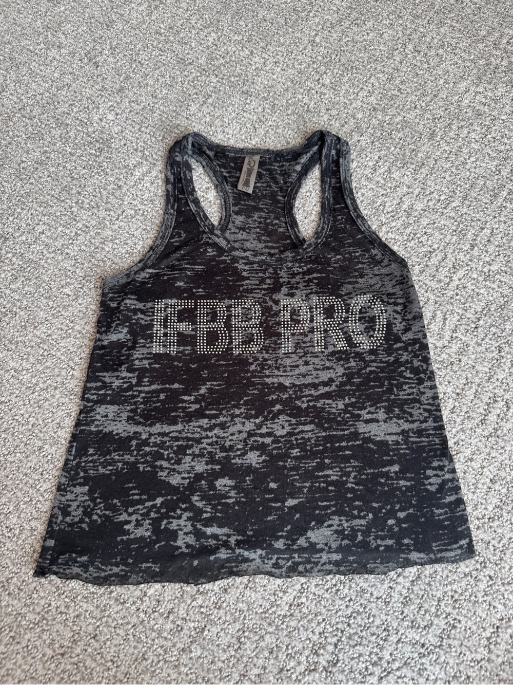 IFBB Pro black and grey workout racerback top Medium